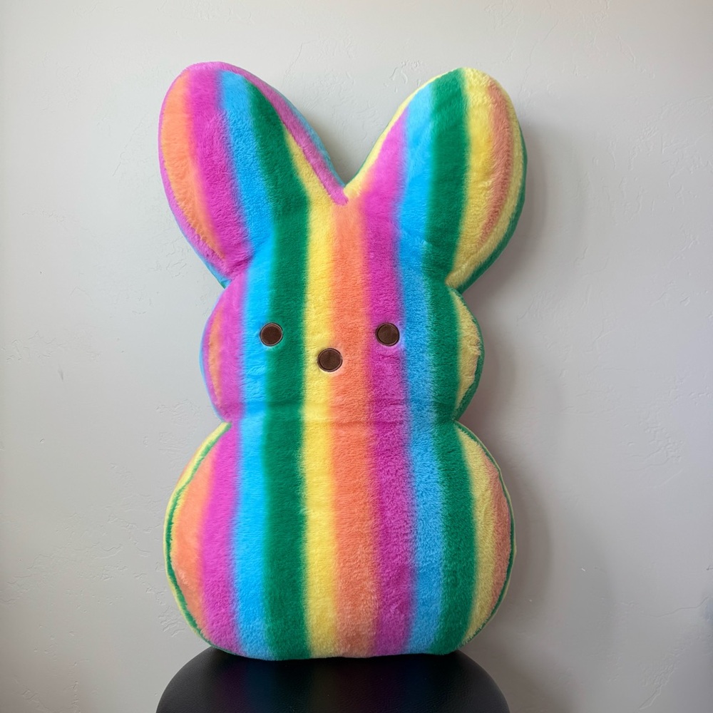 Jumbo Peeps Easter Bunny Plush Stripes Soft 42" Giant Stuffed Toy Pillow Rabbit